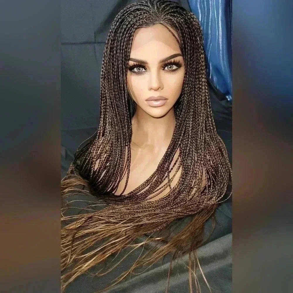 Braided wigs 100% handmade, long wig , ombre wig, box braids with cornro… - Picture 6 of 16